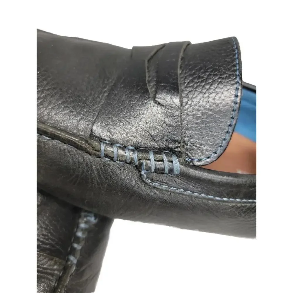 Donald J. Pliner Vinco 3 Penny Mens Loafer Driver Black Pebbled Leather US 9.5 M